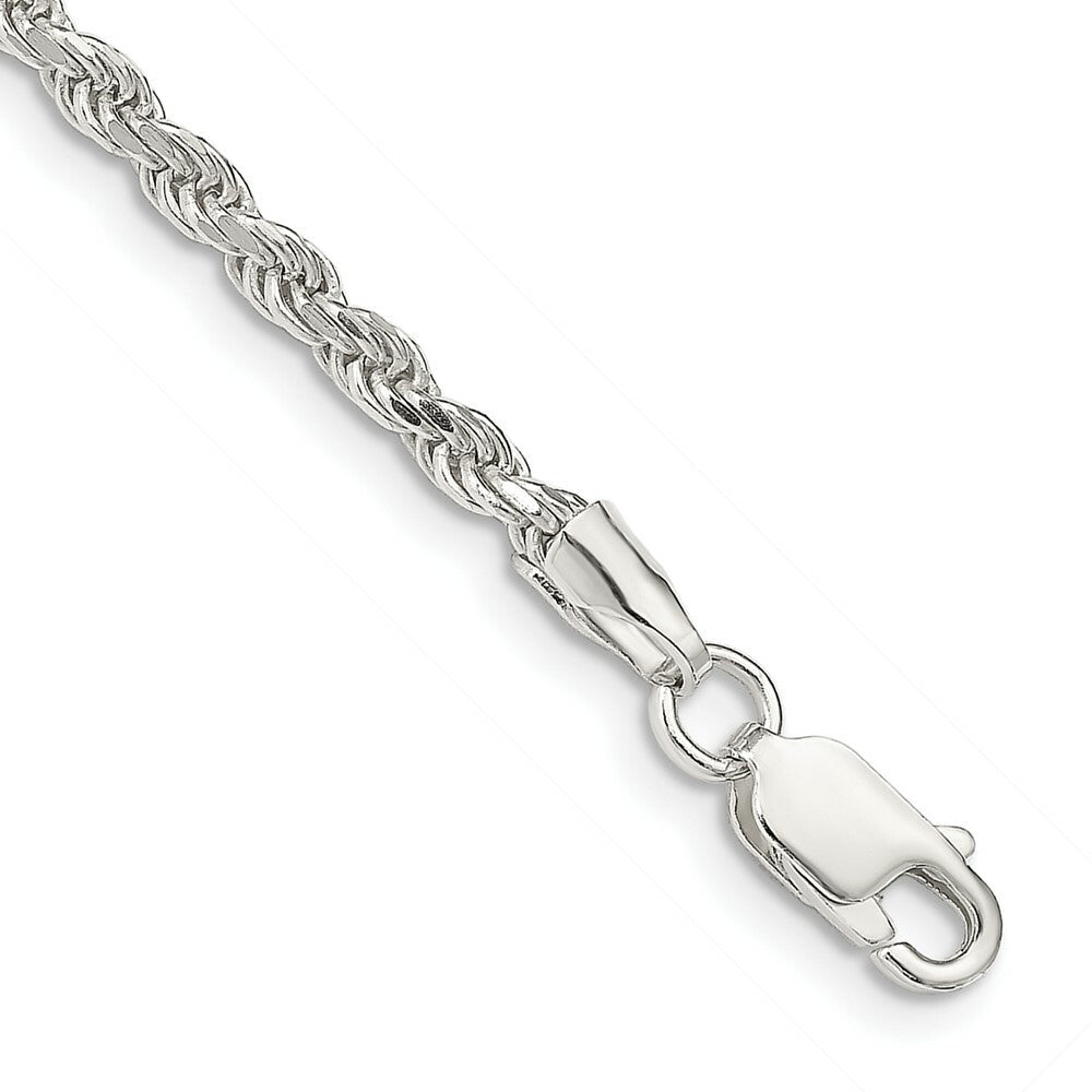 Sterling Silver 2.75mm Diamond-cut Rope Chain 7'' length