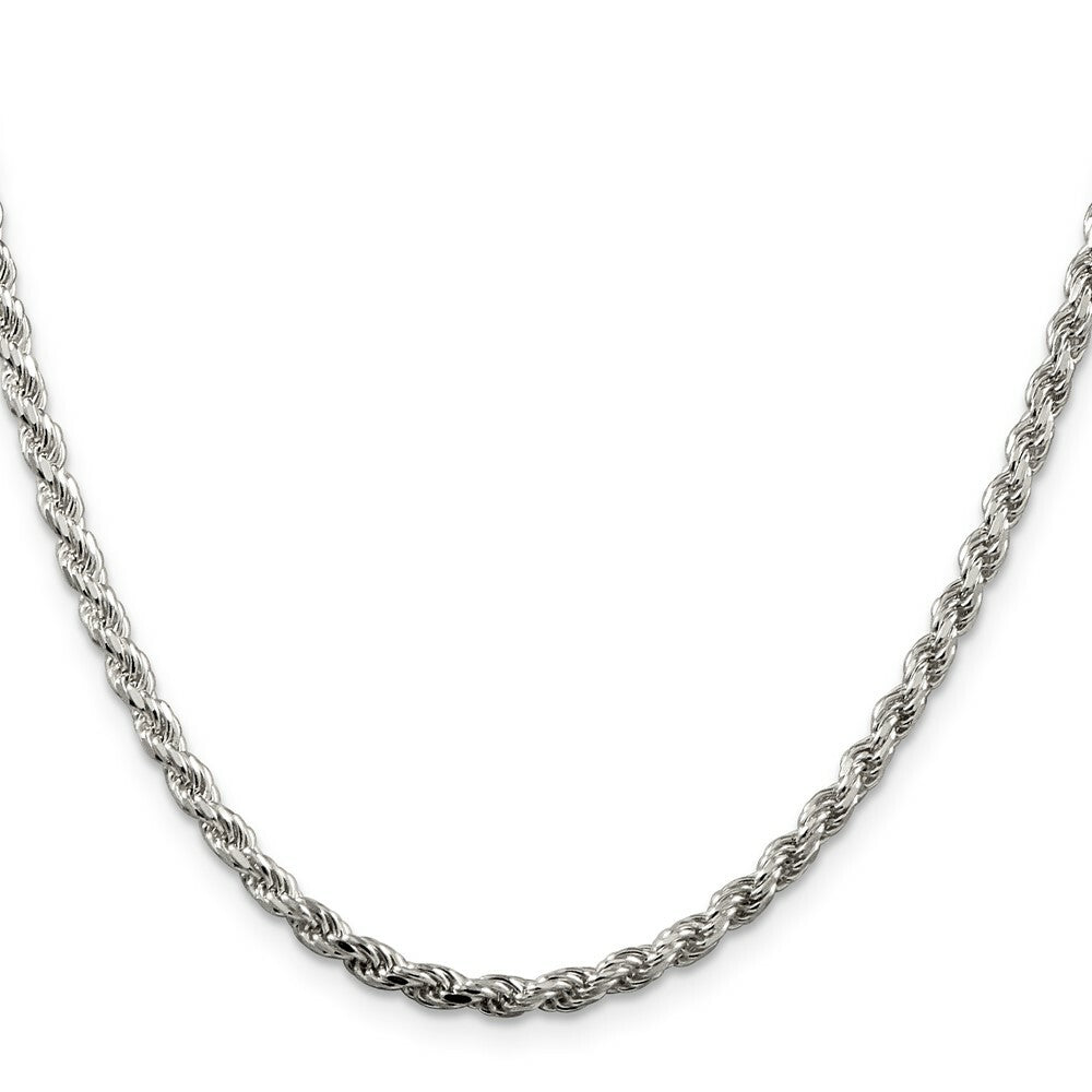 Sterling Silver 3mm Diamond-cut Rope Chain 16'' length