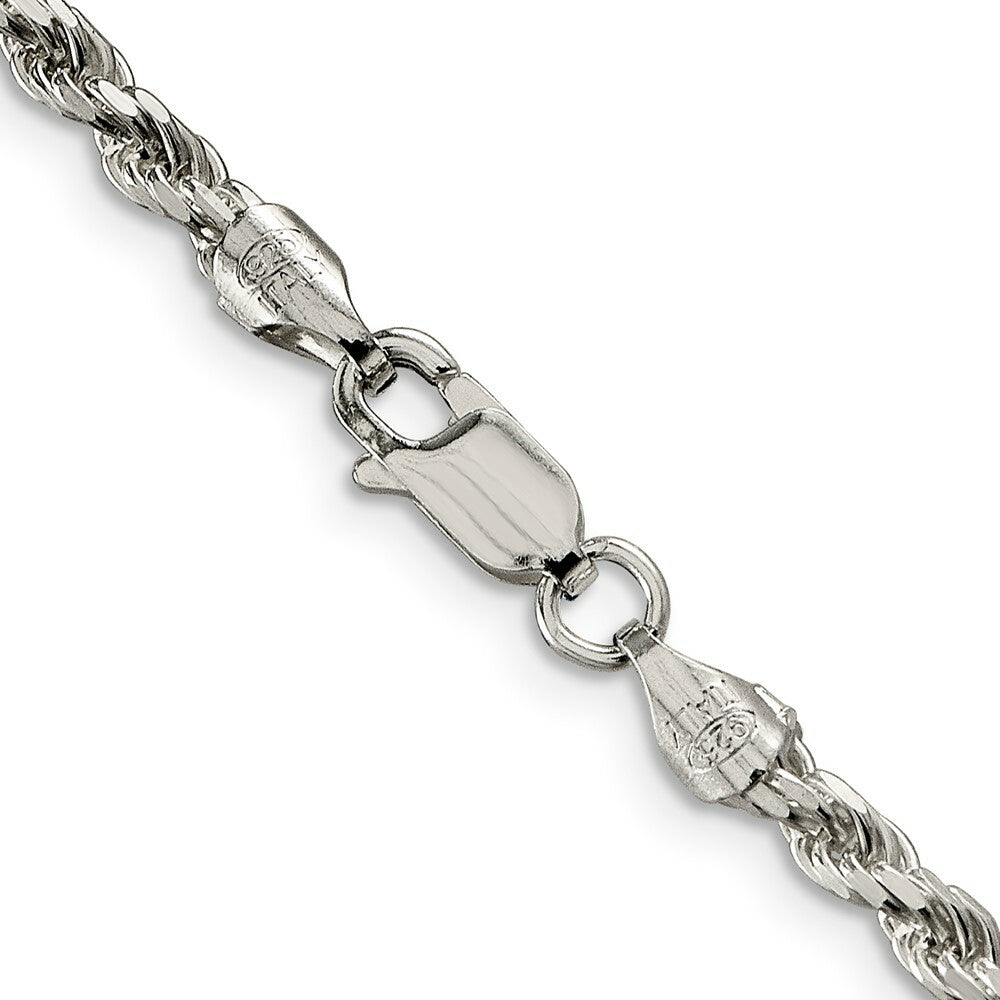 Sterling Silver 3mm Diamond-cut Rope Chain 16'' length