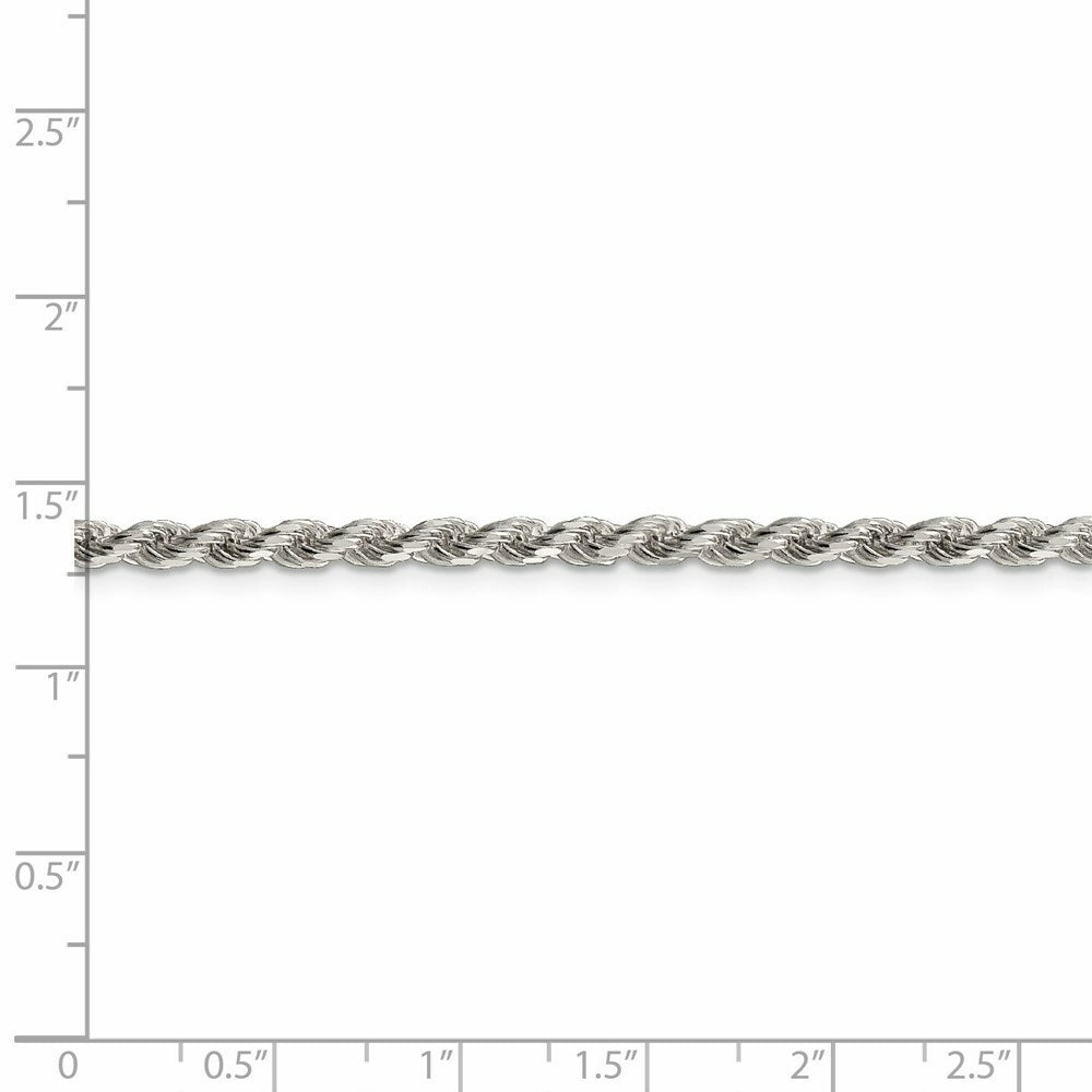 Sterling Silver 3mm Diamond-cut Rope Chain 16'' length