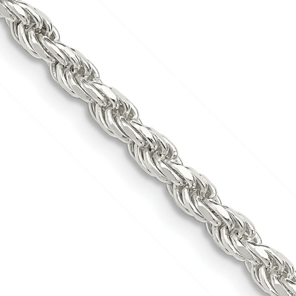 Sterling Silver 3mm Diamond-cut Rope Chain 16'' length