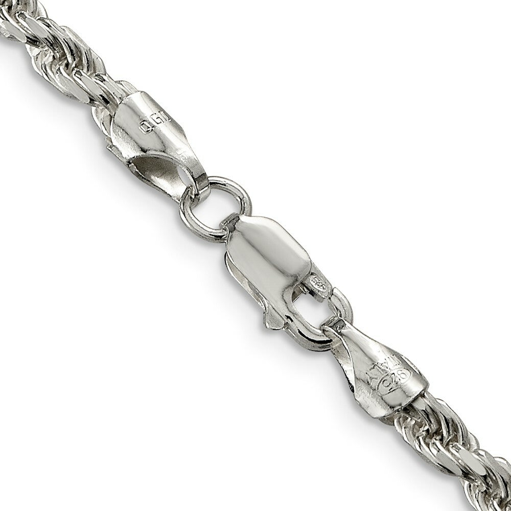 Sterling Silver 3.5mm Diamond-cut Rope Chain 16'' length