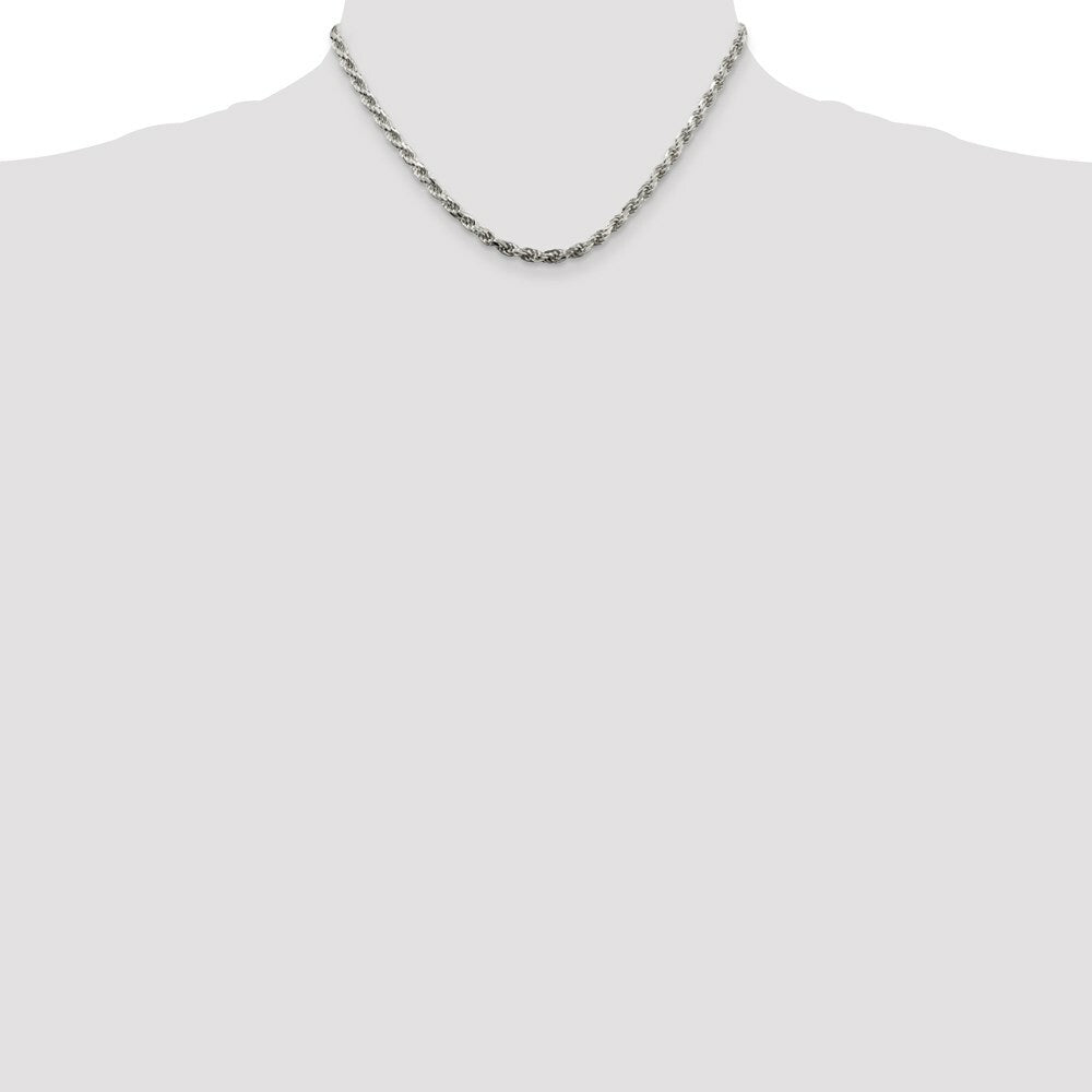 Sterling Silver 3.5mm Diamond-cut Rope Chain 16'' length