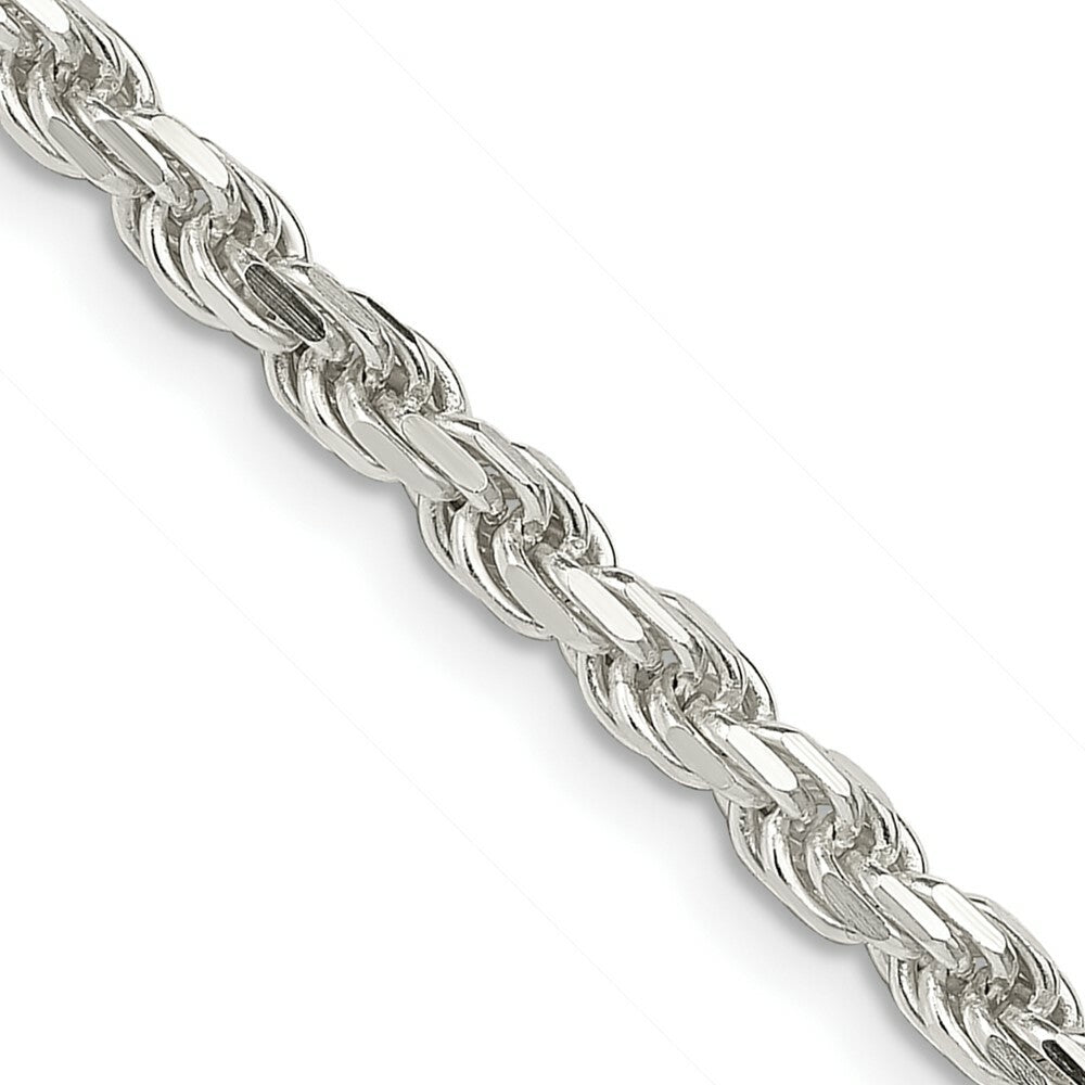 Sterling Silver 3.5mm Diamond-cut Rope Chain 16'' length