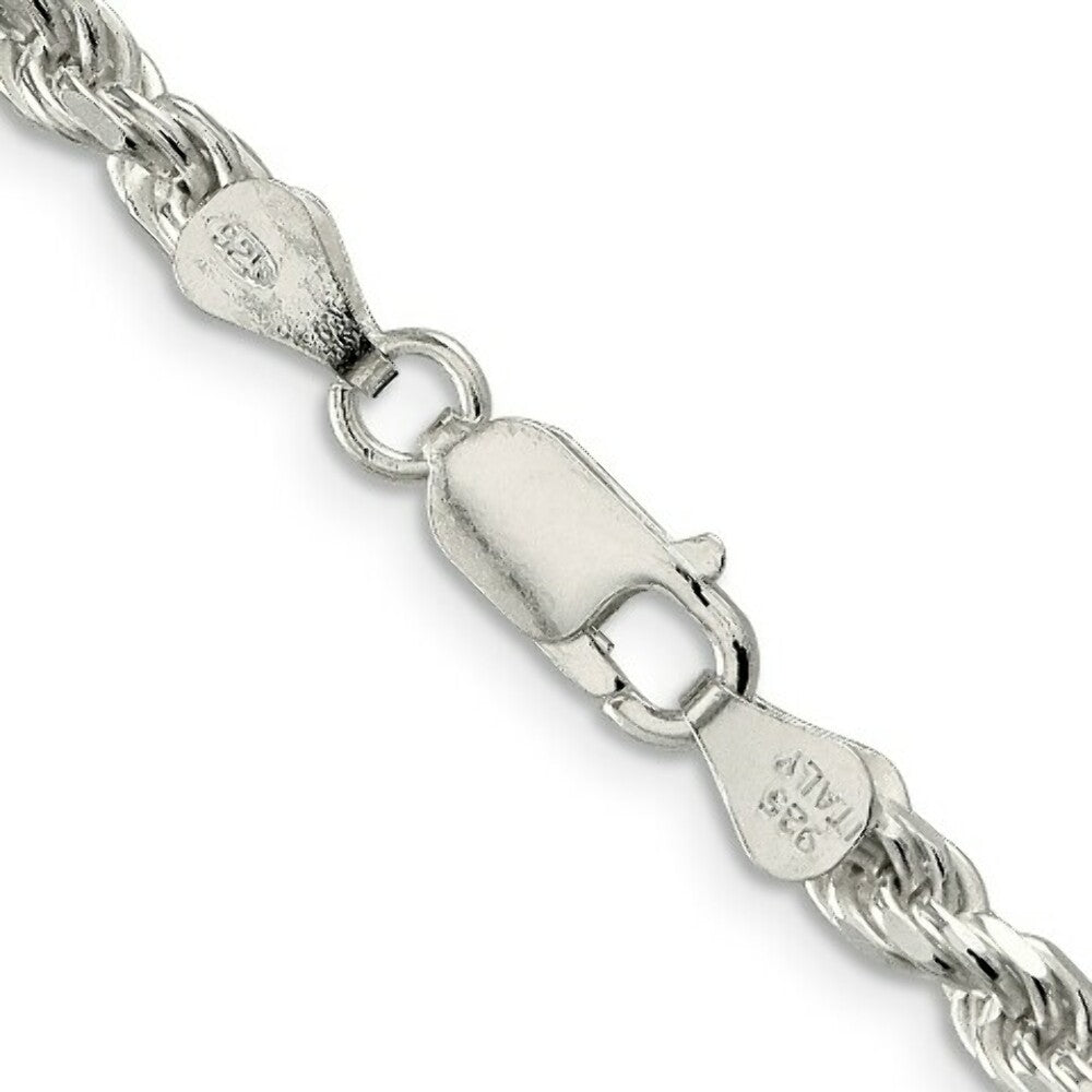 Sterling Silver 4.25mm Diamond-cut Rope Chain 18'' length