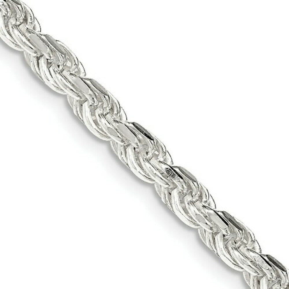 Sterling Silver 4.25mm Diamond-cut Rope Chain 18'' length