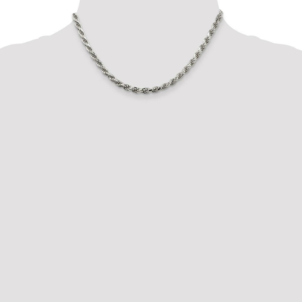 Sterling Silver 4.75mm Diamond-cut Rope Chain 16'' length