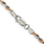 Load image into Gallery viewer, Sterling Silver 2.5mm Rose Vermeil Diamond-cut Rope Chain 18'' length
