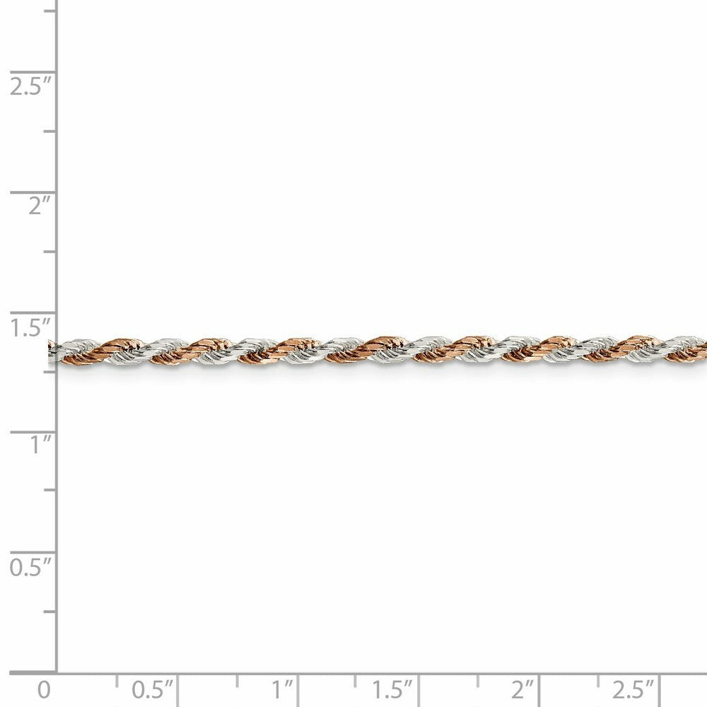 Sterling Silver 2.5mm Rose Vermeil Diamond-cut Rope Chain 18'' length