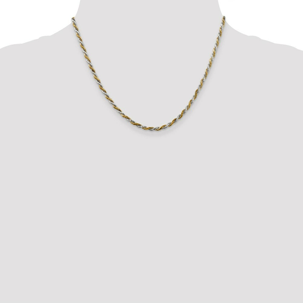 Sterling Silver and Vermeil 2.5mm Diamond-cut Rope Chain 18'' length