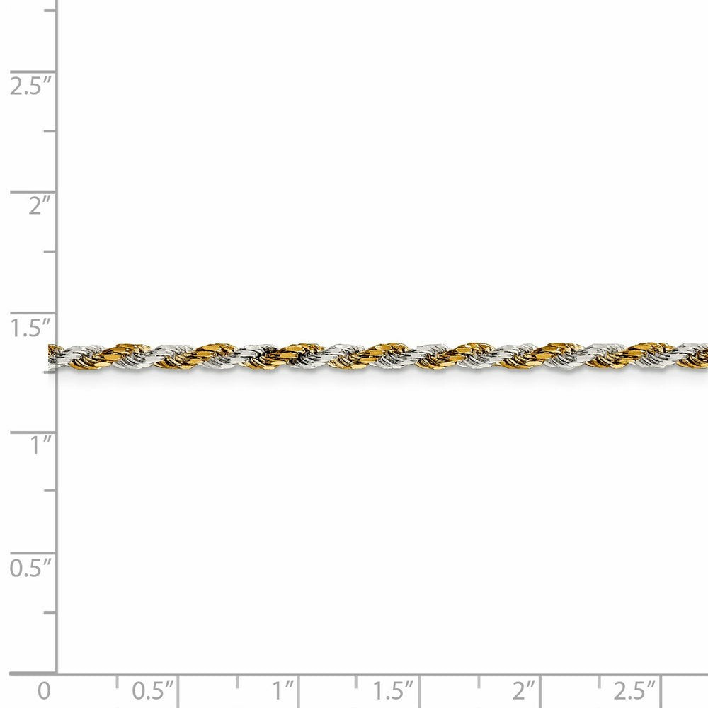 Sterling Silver and Vermeil 2.5mm Diamond-cut Rope Chain 18'' length