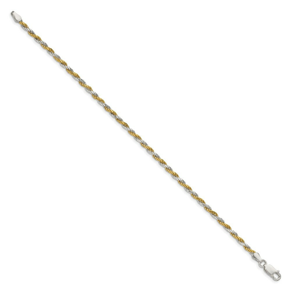 Sterling Silver and Vermeil 2.5mm Diamond-cut Rope Chain 7'' length