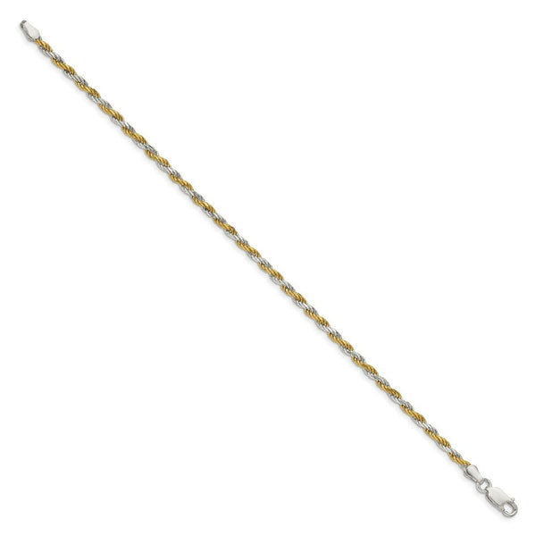 Sterling Silver and Vermeil 2.5mm Diamond-cut Rope Chain 7'' length