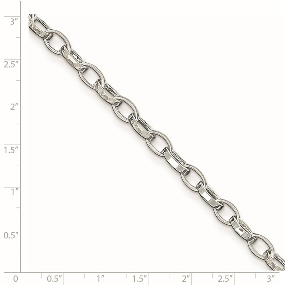 Sterling Silver Solid Polished Fancy Link Anklet 10'' length