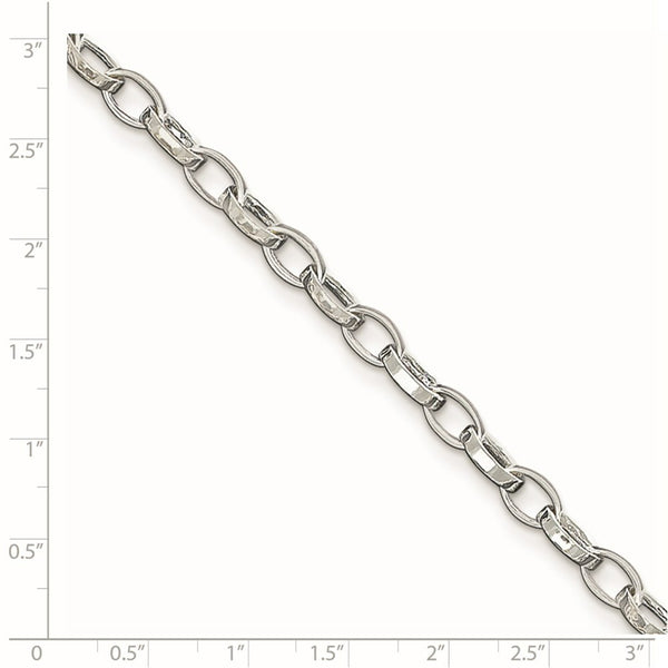 Sterling Silver Solid Polished Fancy Link Anklet 10'' length