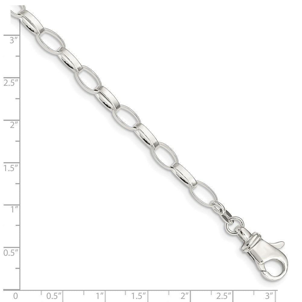 Sterling Silver Solid Polished Fancy Link Anklet 10'' length