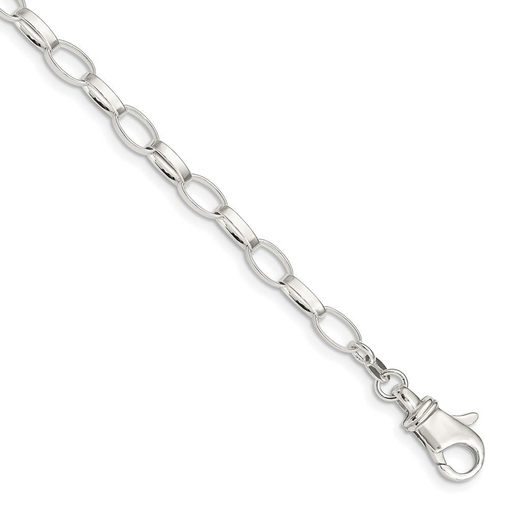 Sterling Silver Solid Polished Fancy Link Anklet 10'' length