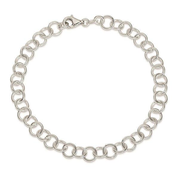 Sterling Silver Polished Fancy Link Anklet 10'' length