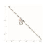 Load image into Gallery viewer, Sterling Silver Cherry Quartz and Dangling Hearts on Figaro Link Anklet 10'' length
