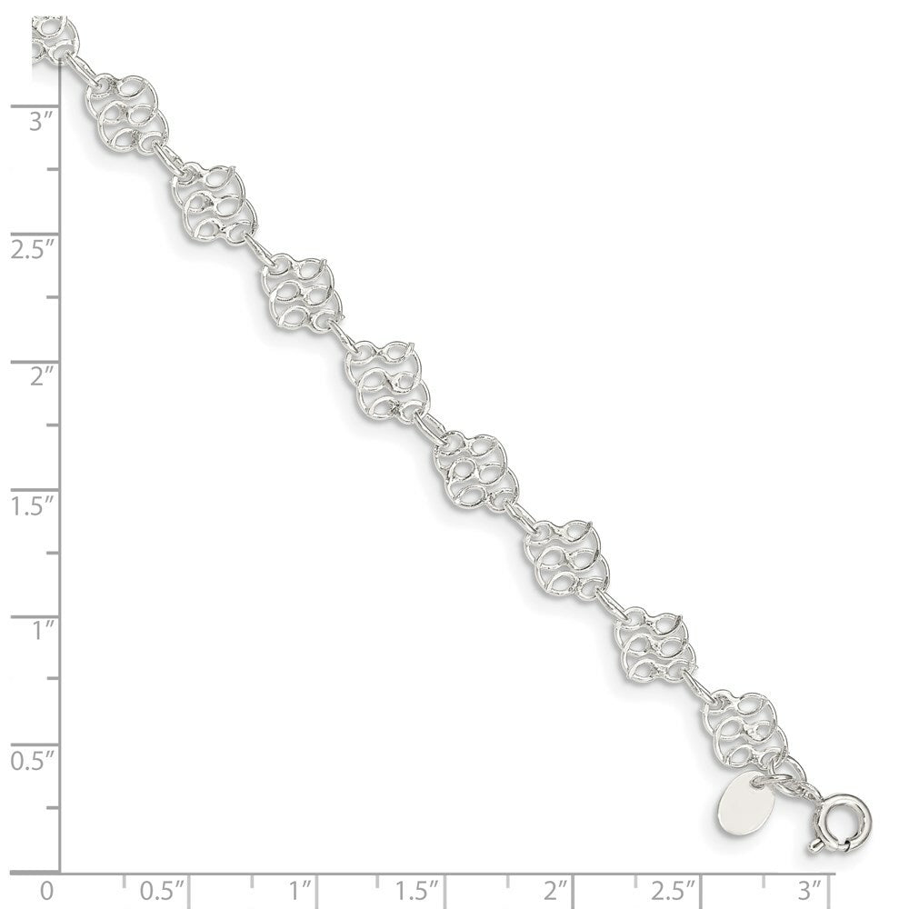 Sterling Silver Fancy Polished Anklet 10'' length