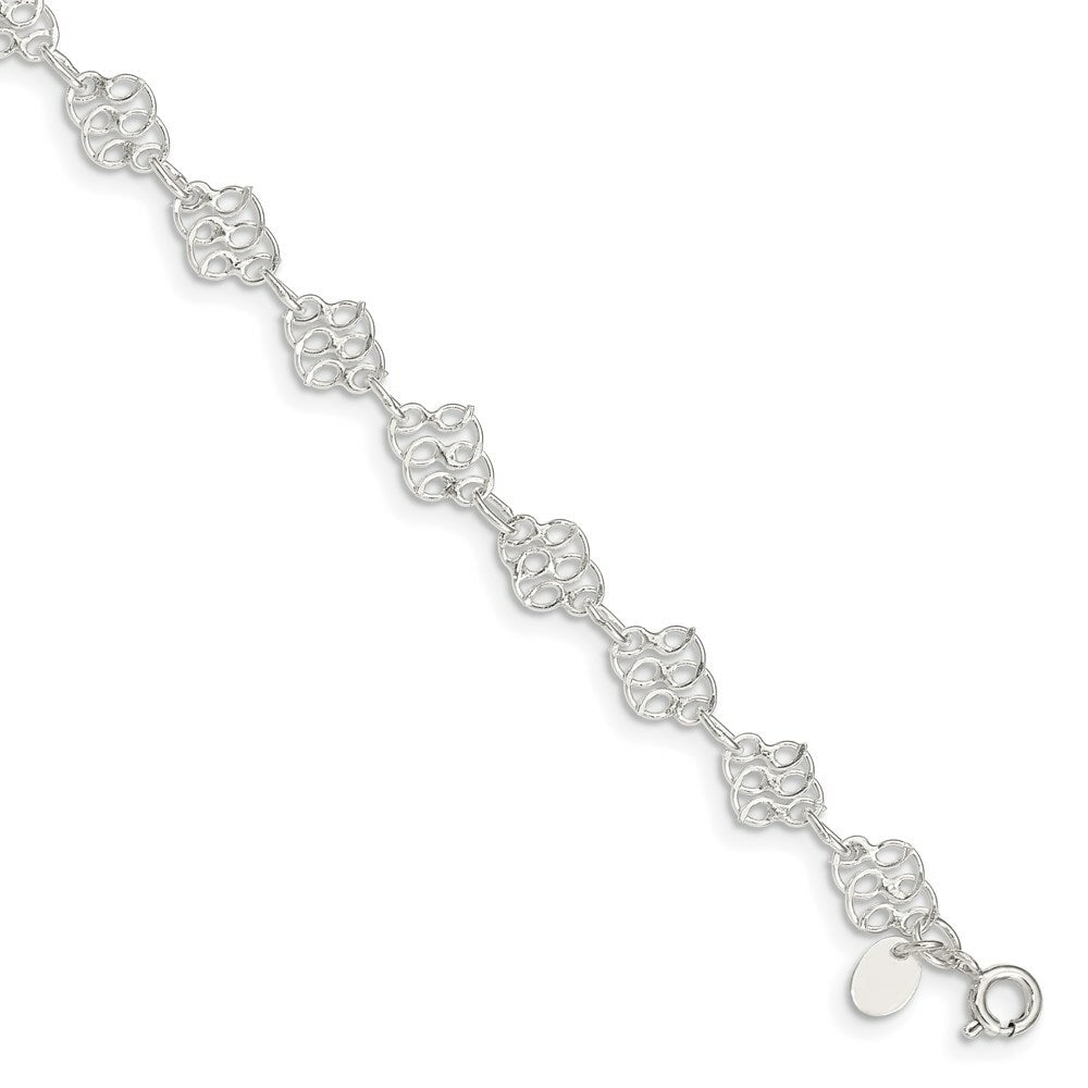 Sterling Silver Fancy Polished Anklet 10'' length