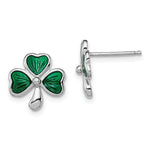 Load image into Gallery viewer, Sterling Silver Madi K Green Enameled Shammrock Post Earrings
