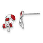 Load image into Gallery viewer, Sterling Silver Madi K Enameled Swarovski Elements Candy Cane Earrings
