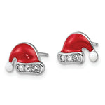 Load image into Gallery viewer, Sterling Silver Madi K Enameled Swarovski Elements Santa Hat Earrings
