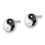 Load image into Gallery viewer, Sterling Silver Madi K Enameled Yin Yang Symbol Post Earrings
