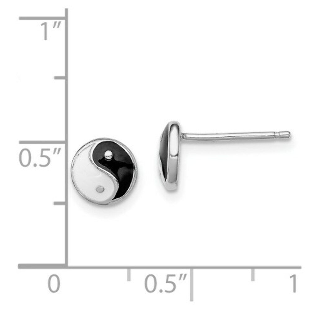 Sterling Silver Madi K Enameled Yin Yang Symbol Post Earrings