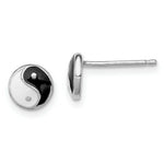 Load image into Gallery viewer, Sterling Silver Madi K Enameled Yin Yang Symbol Post Earrings
