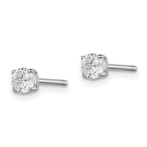 Sterling Silver Madi K 4mm Round Basket Set CZ Stud Earrings