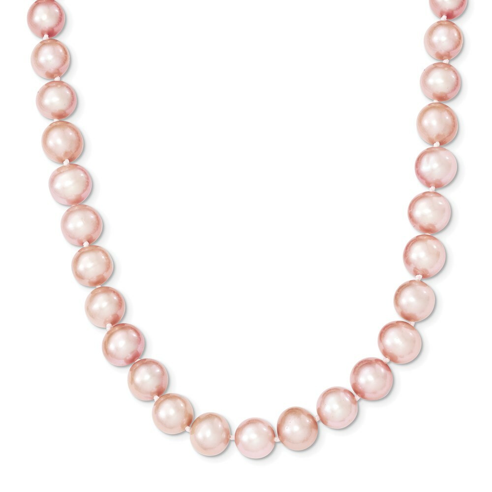 Sterling Silver 9-10mm Purple Freshwater Cultured Pearl Necklace 18'' length