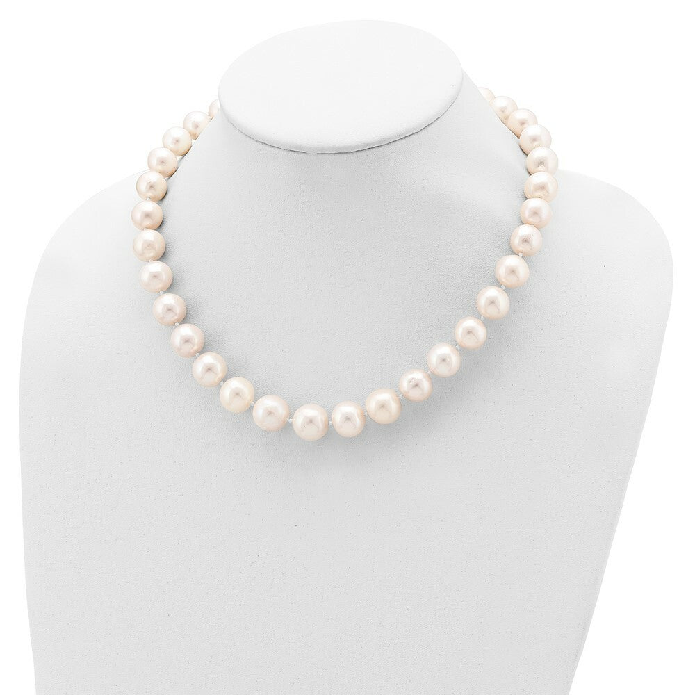 Sterling Silver 11-12mm White Egg Shape Freshwater Cultured Pearl Necklace 20'' length