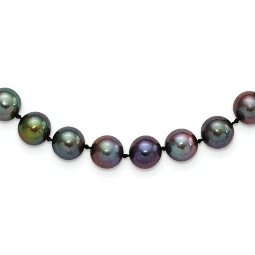 Sterling Silver 9-10mm Black Egg Shape Freshwater Cultured Pearl Necklace 20'' length