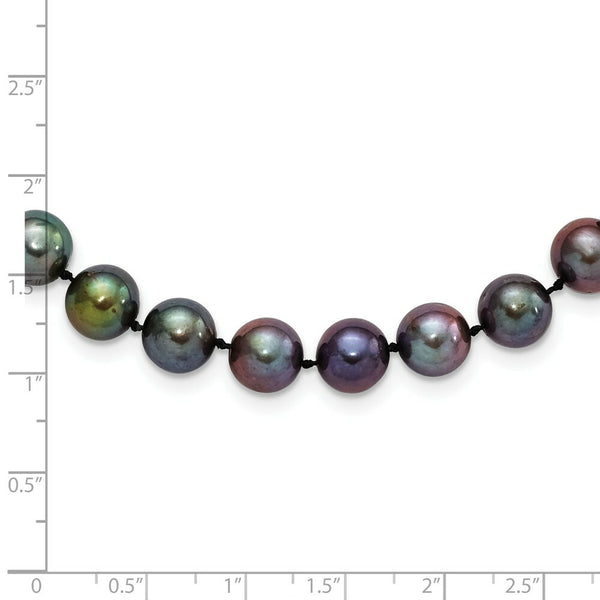 Sterling Silver 9-10mm Black Egg Shape Freshwater Cultured Pearl Necklace 20'' length