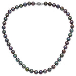 Load image into Gallery viewer, Sterling Silver 9-10mm Black Egg Shape Freshwater Cultured Pearl Necklace 20'' length
