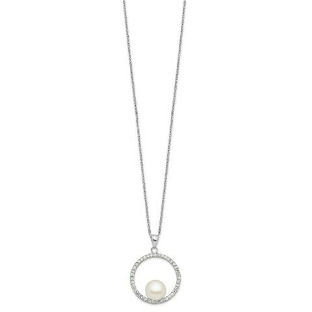 Sterling Silver 7-8mm Fresh Water Cultured 9 Station Pearl Necklace 18'' length