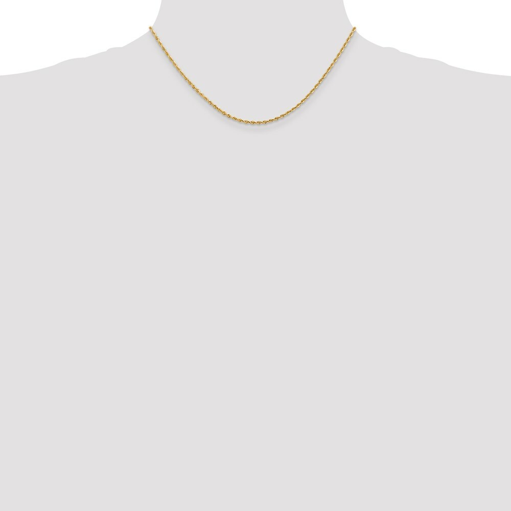 14K Yellow Gold 2mm Diamond-cut Quadruple Rope Chain Necklace  Length 16'' inches