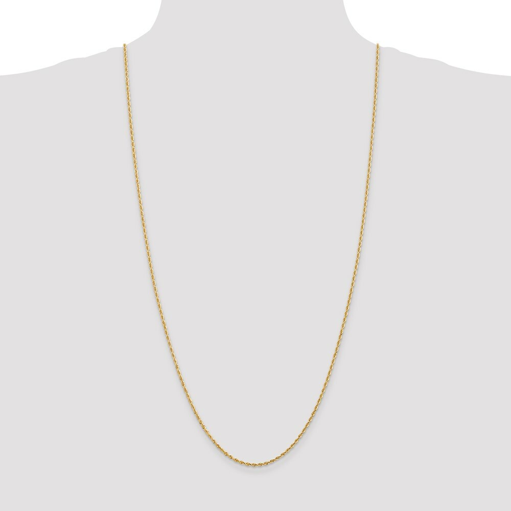 14K Yellow Gold 2mm Diamond-cut Quadruple Rope Chain Necklace  Length 30'' inches