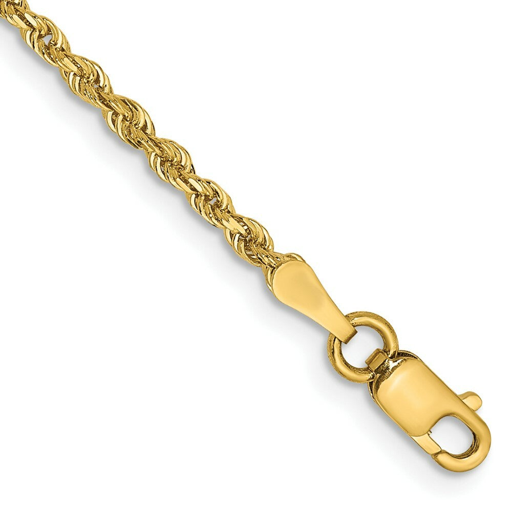 14K Yellow Gold 2mm Diamond-cut Quadruple Rope Chain Bracelet  Length 8'' inches