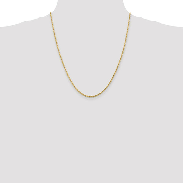 14K Yellow Gold 2.25mm Diamond-cut Quadruple Rope Chain Necklace  Length 22'' inches