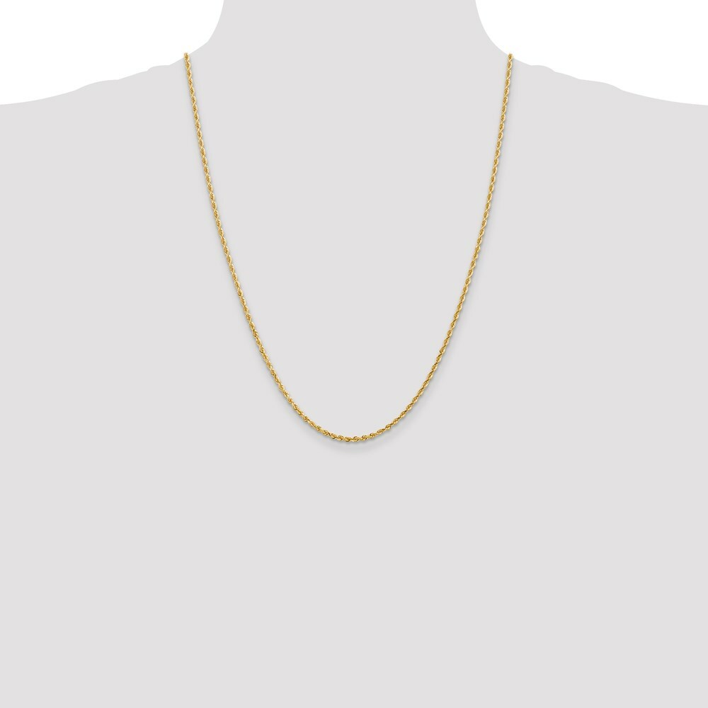 14K Yellow Gold 2.25mm Diamond-cut Quadruple Rope Chain Necklace  Length 24'' inches