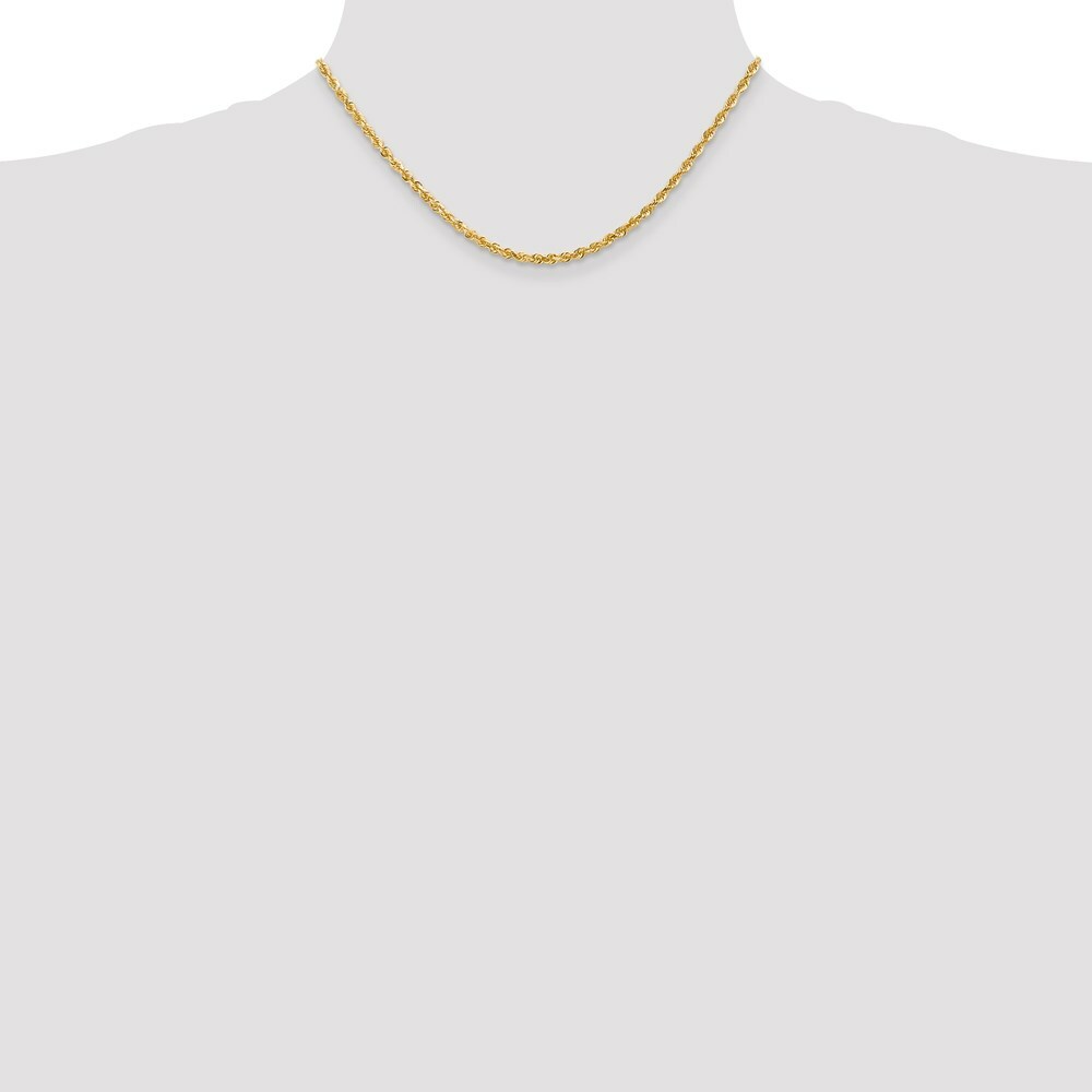 14K Yellow Gold 3mm Diamond-cut Quadruple Rope Chain Necklace  Length 16'' inches