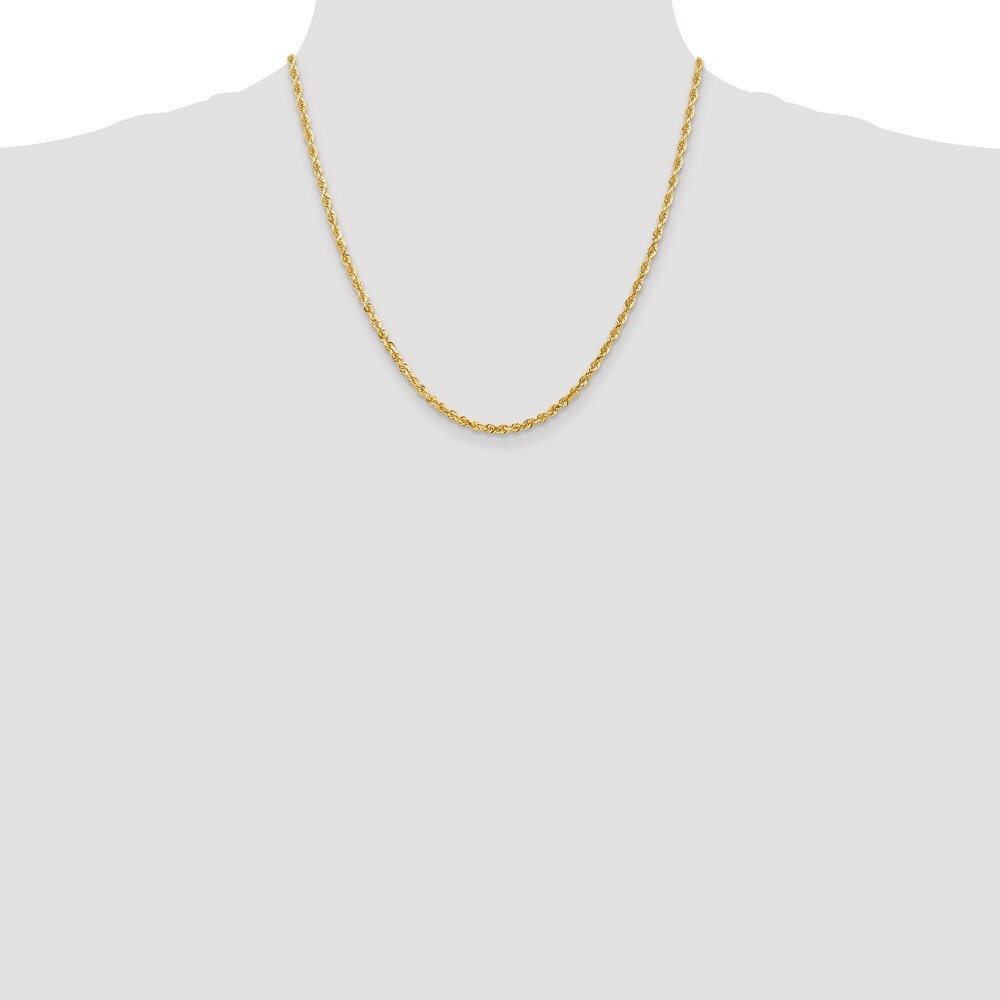 14K Yellow Gold 3mm Diamond-cut Quadruple Rope Chain Necklace  Length 20'' inches