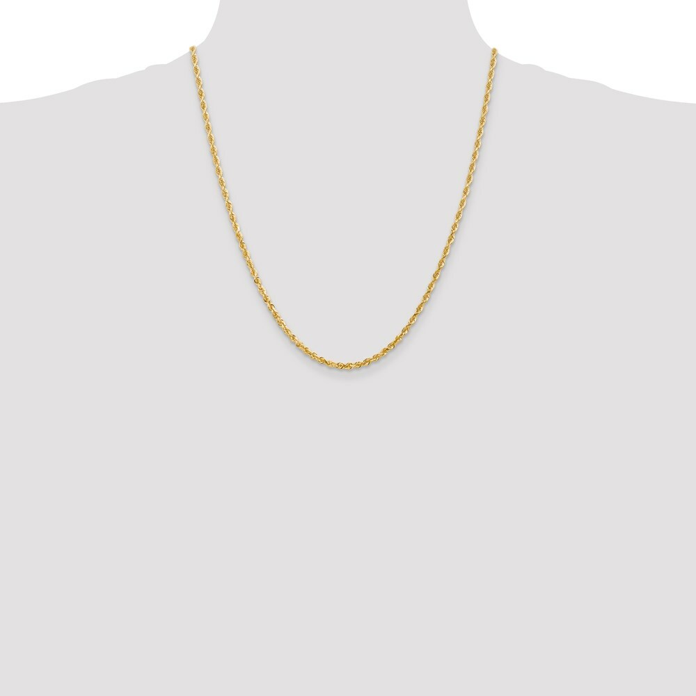14K Yellow Gold 3mm Diamond-cut Quadruple Rope Chain Necklace  Length 22'' inches