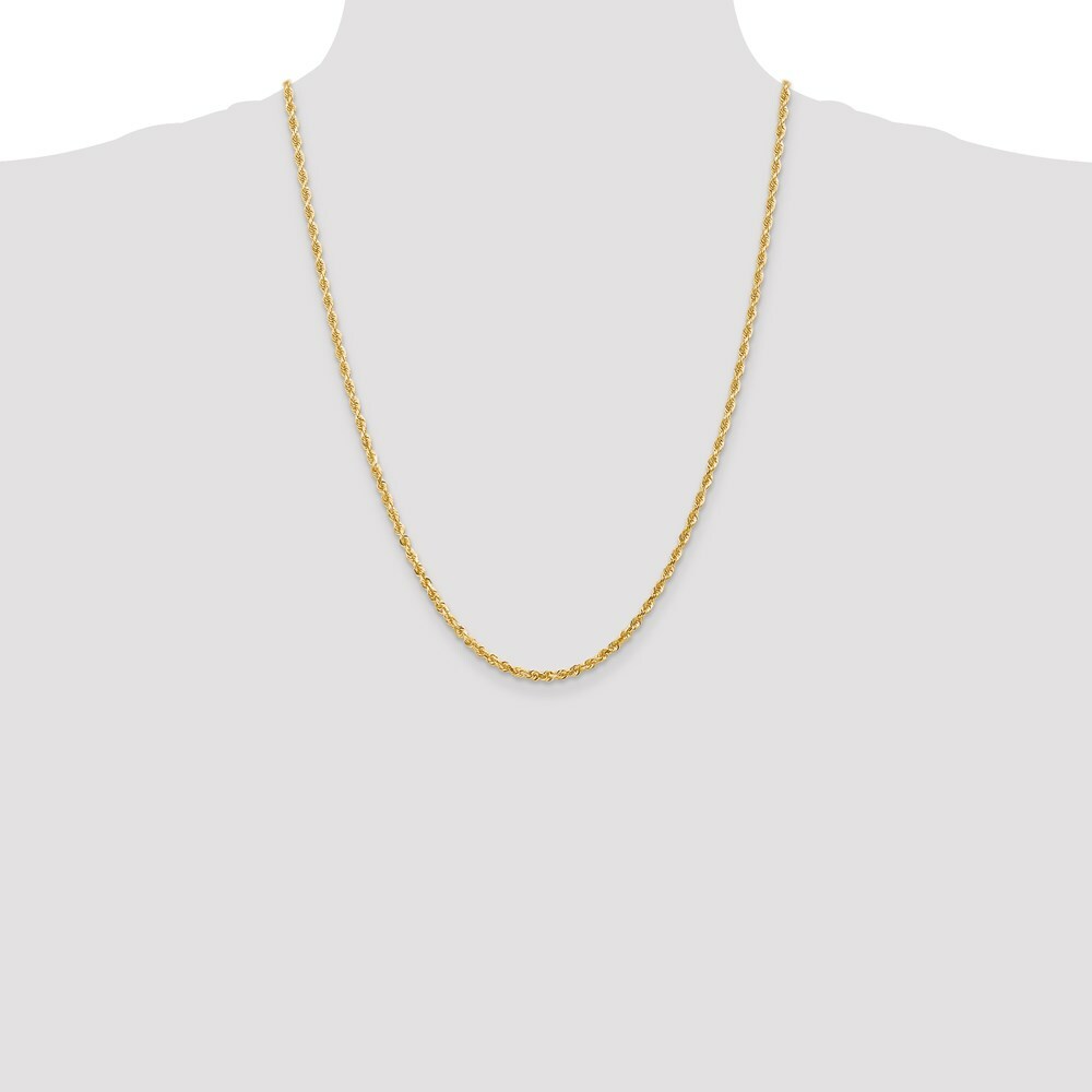 14K Yellow Gold 3mm Diamond-cut Quadruple Rope Chain Necklace  Length 24'' inches