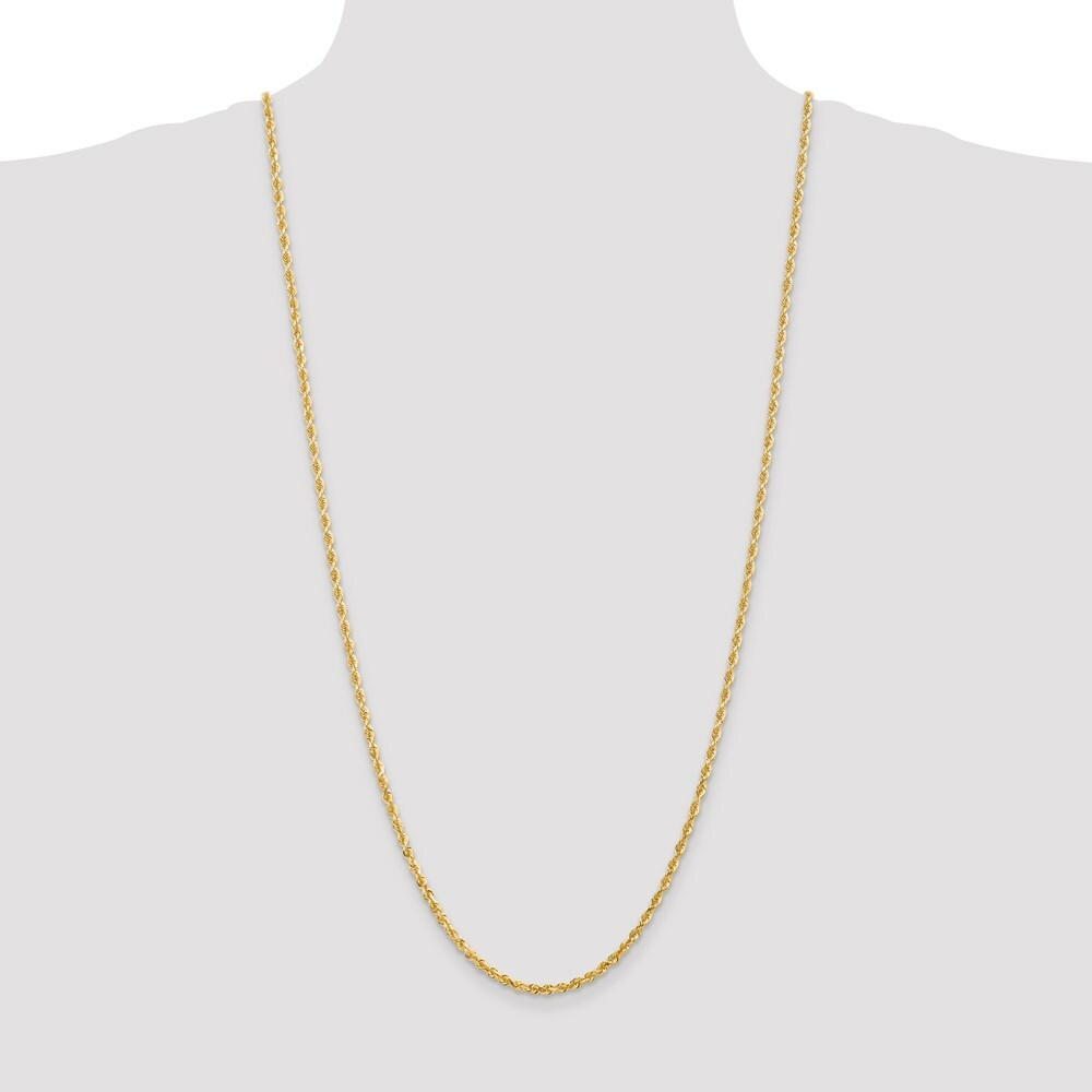 14K Yellow Gold 3mm Diamond-cut Quadruple Rope Chain Necklace  Length 30'' inches
