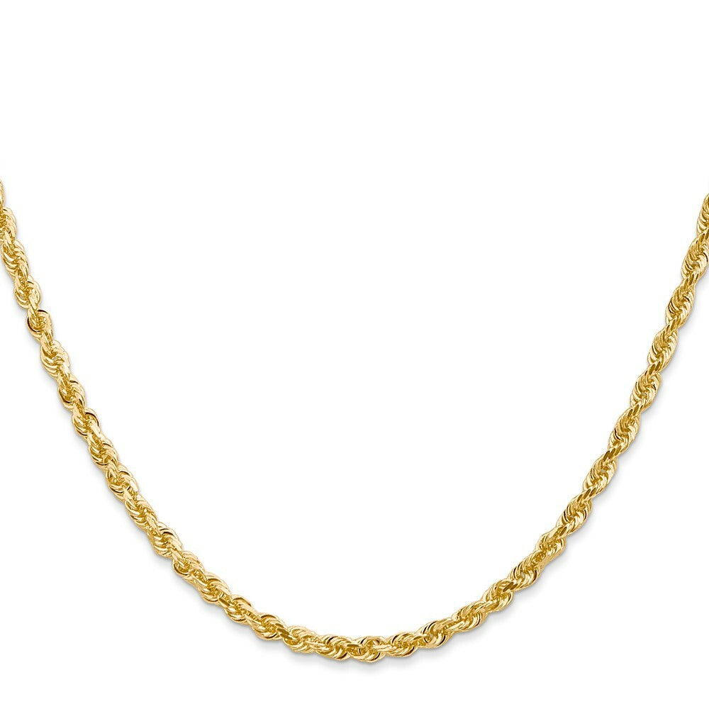 14K Yellow Gold 3mm Diamond-cut Quadruple Rope Chain Necklace  Length 24'' inches