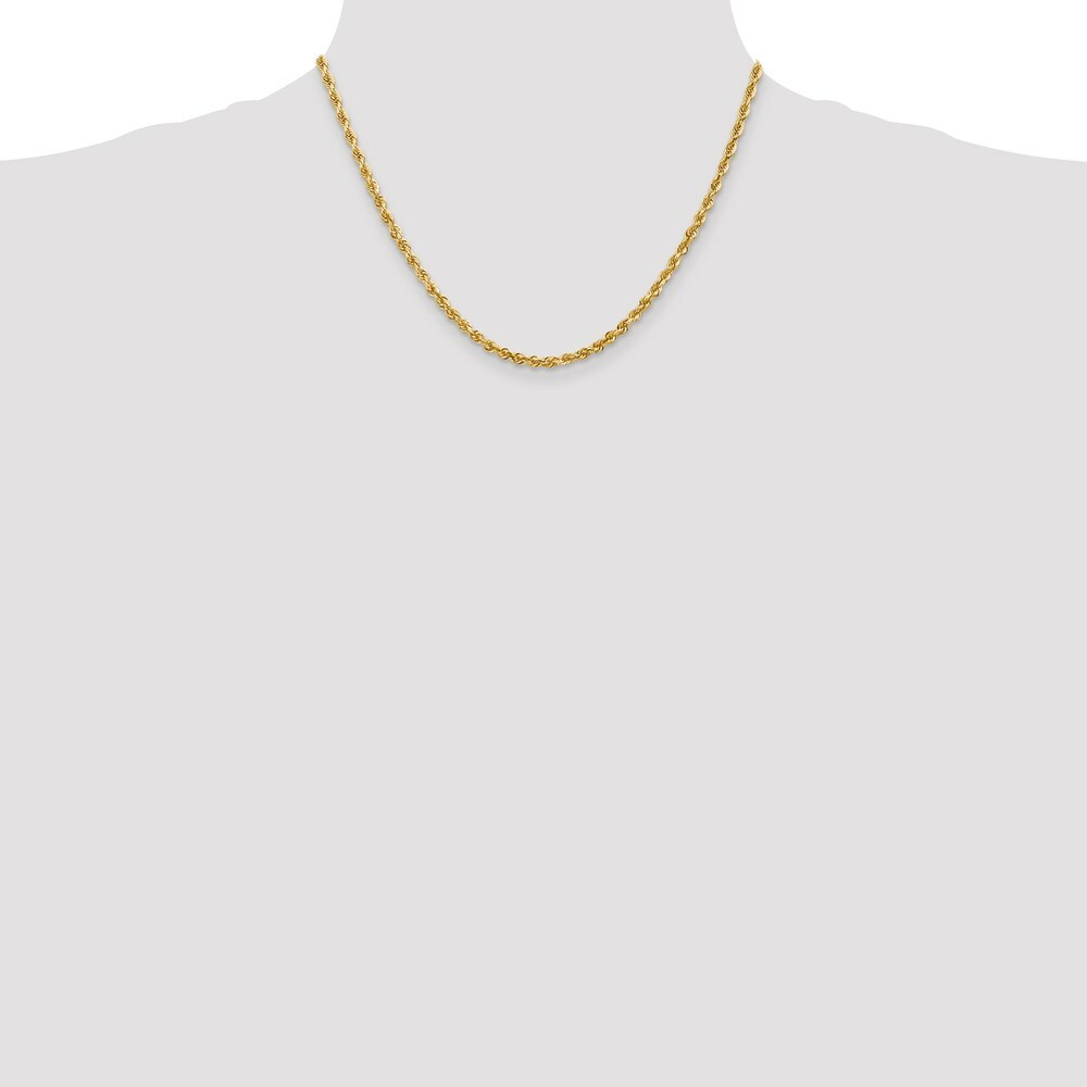 14K Yellow Gold 3.35mm Diamond-cut Quadruple Rope Chain Necklace  Length 18'' inches